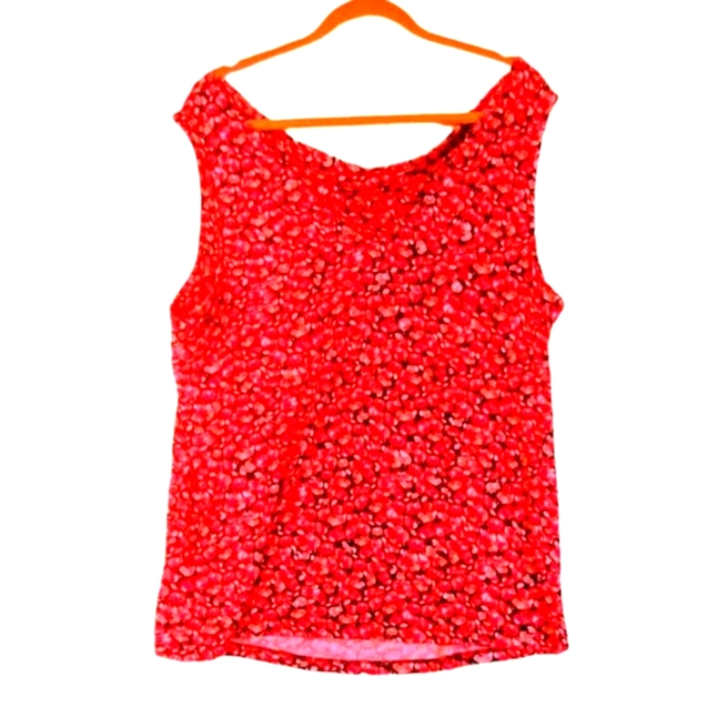 Nic & Zoe Top Women's XL Pink Peach Cowl V Neck Stretchy Knit Tank Pop Over